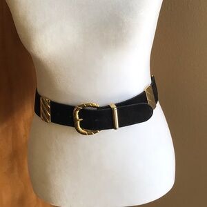 Express Black and Gold Leather Belt